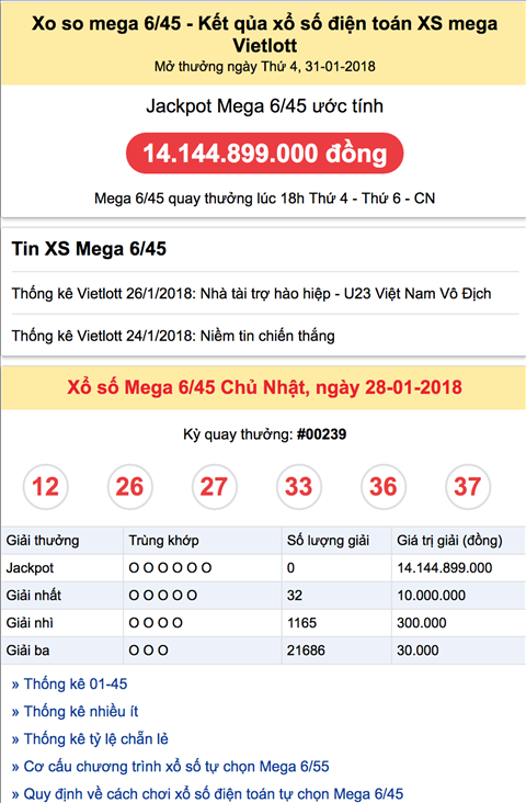 Jackpot uoc tinh 31-1-2018 Jackpot uoc tinh 31-1-2018
